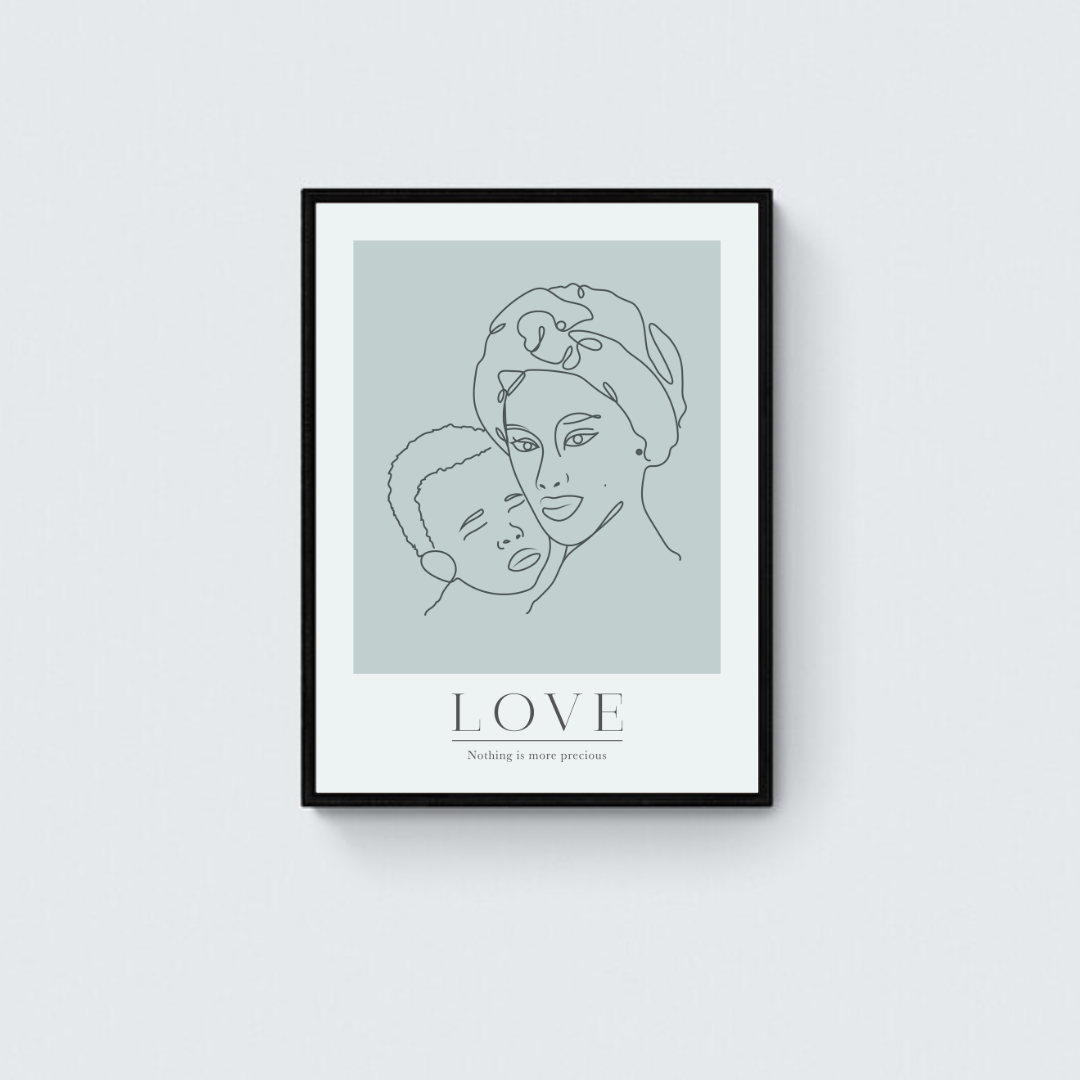 Love Is Precious Blue Framed Art Print