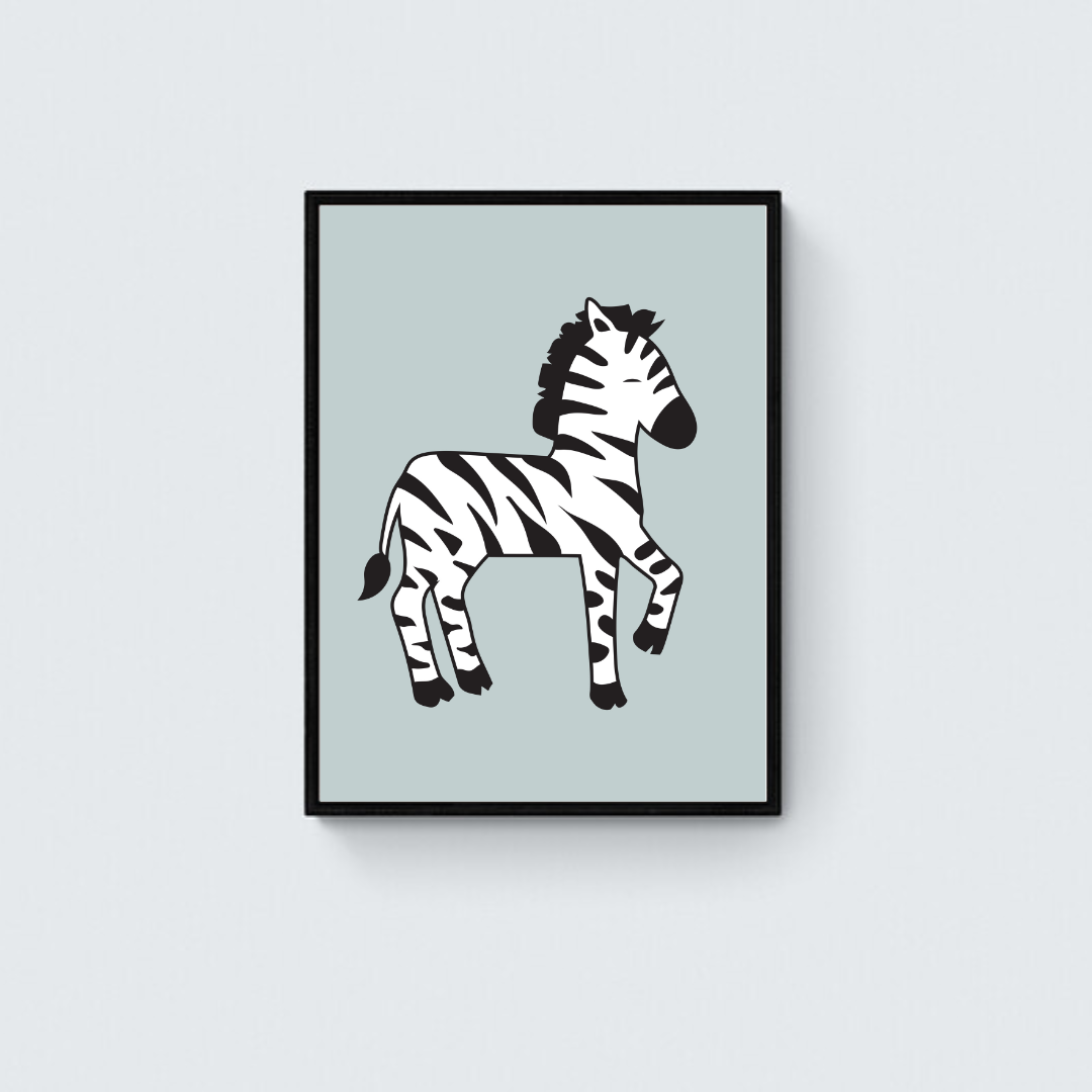 Happy Zebra Green Framed Art Print