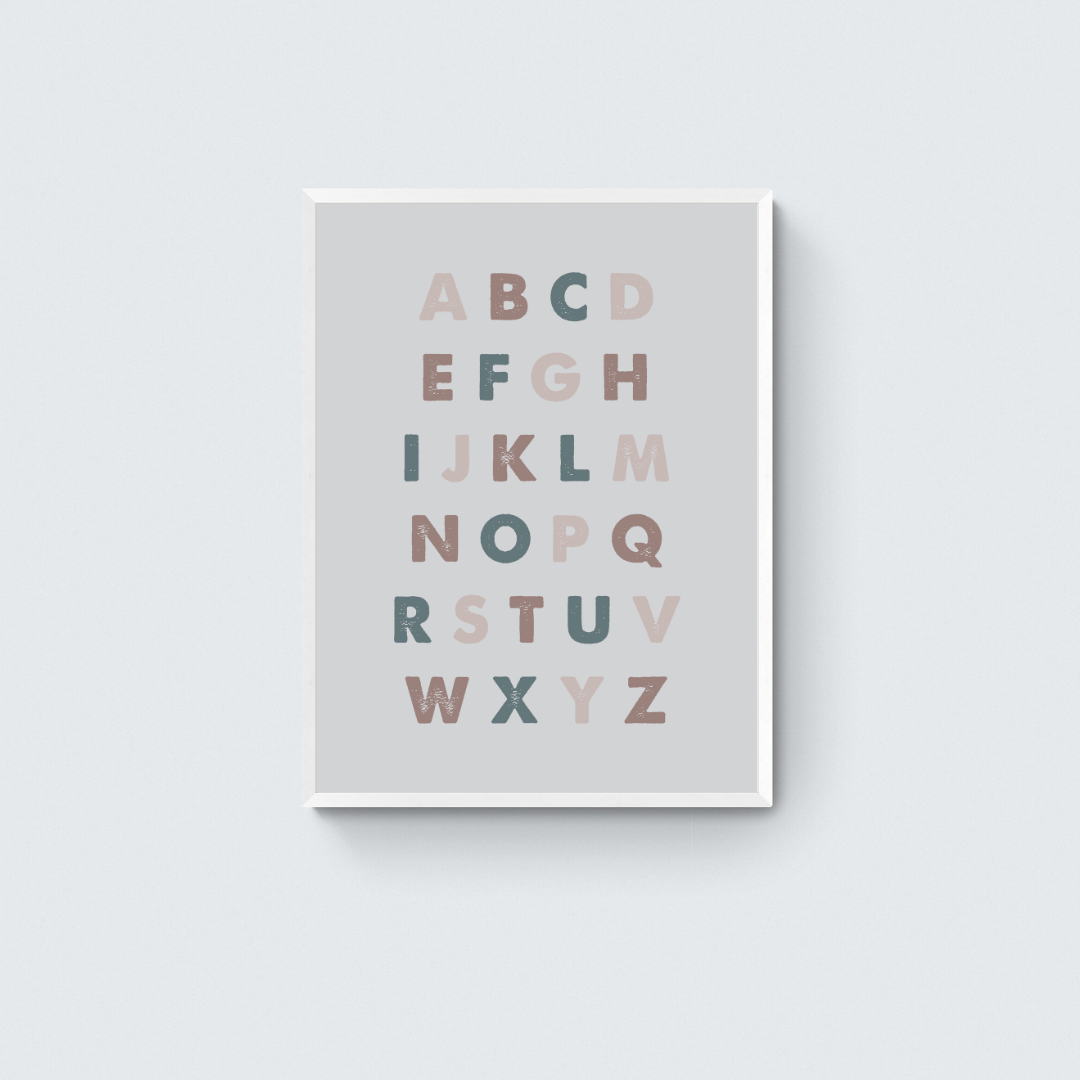 Alphabet Neutral Color Framed Art Print