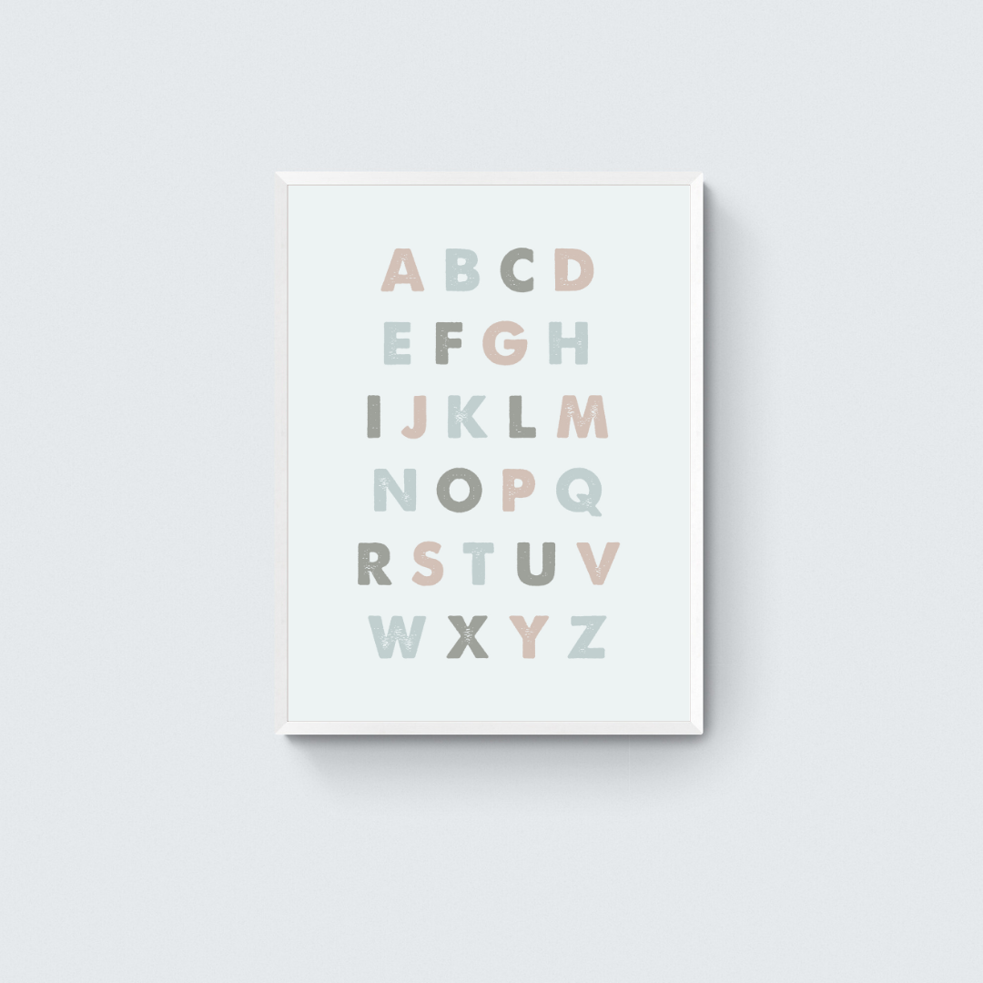 Alphabet Pastel Color Framed Art Print