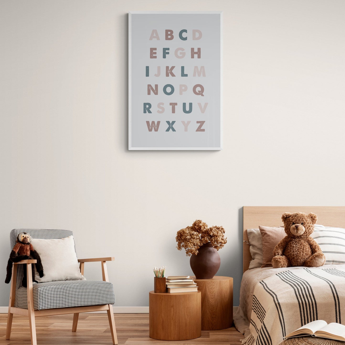 Alphabet Neutral Color Framed Art Print