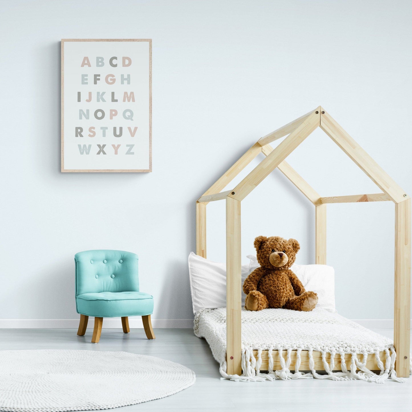 Alphabet Pastel Color Framed Art Print