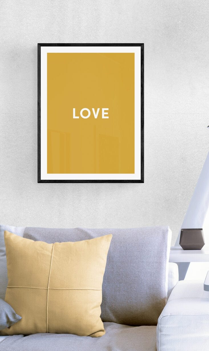 Goldenrod Love Quote Framed Art Print