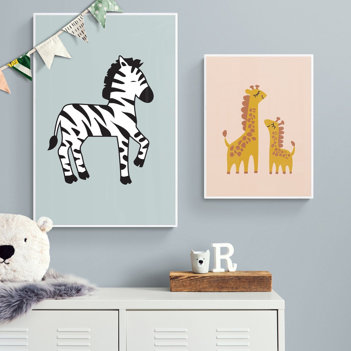 Happy Zebra Green Framed Art Print