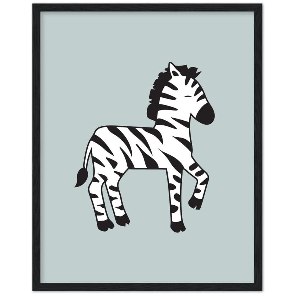 Happy Zebra Green Framed Art Print