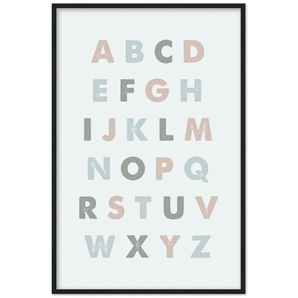 Alphabet Pastel Color Framed Art Print