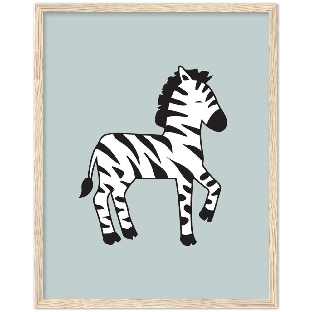 Happy Zebra Green Framed Art Print