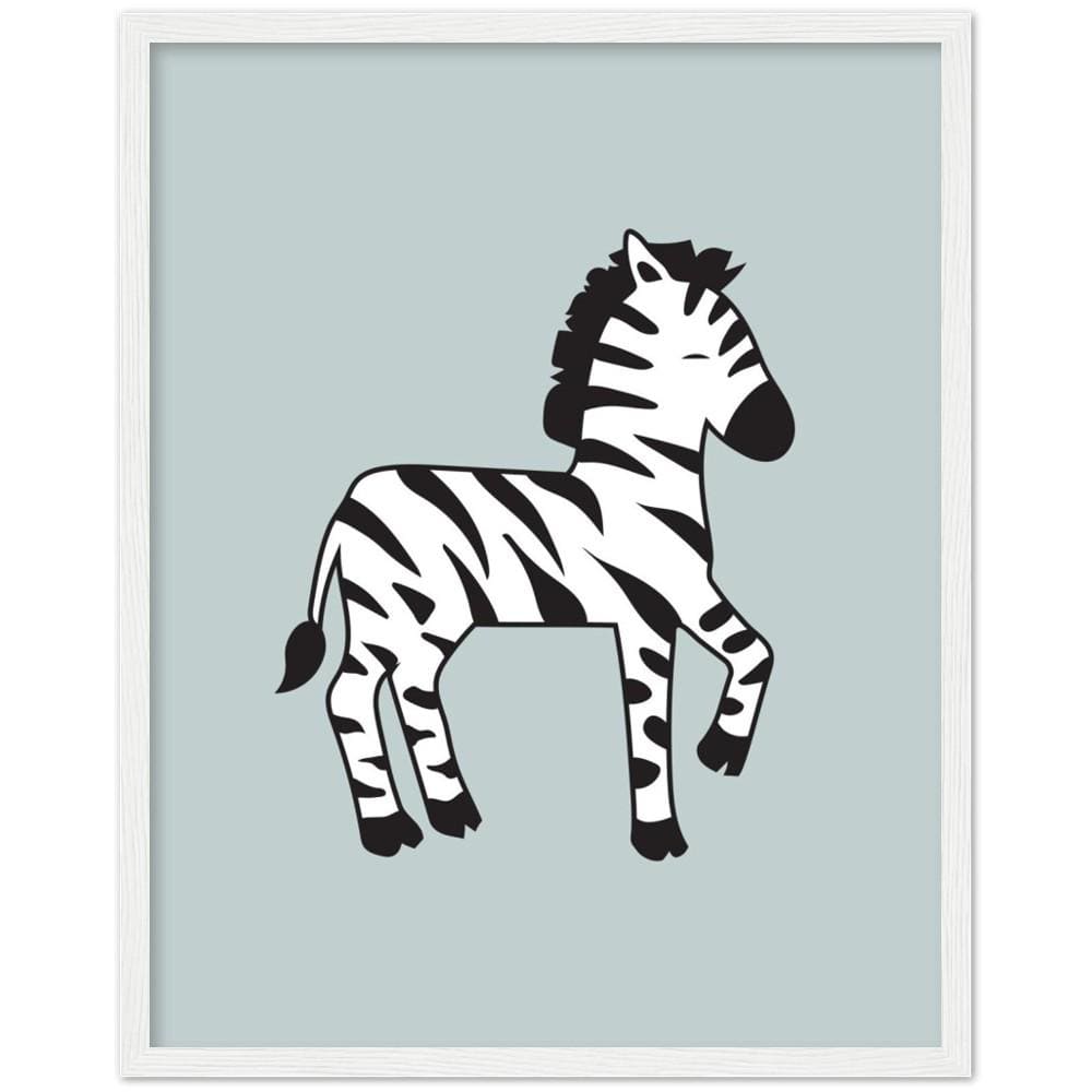 Happy Zebra Green Framed Art Print