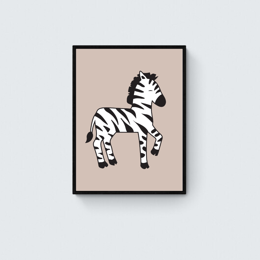 Happy Zebra Pink Framed Art Print