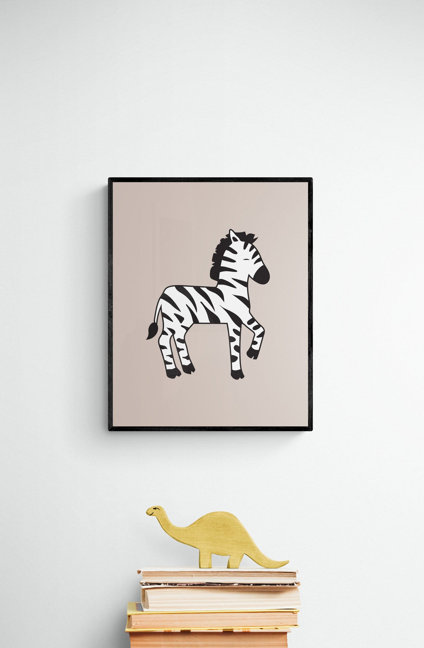 Happy Zebra Green Framed Art Print